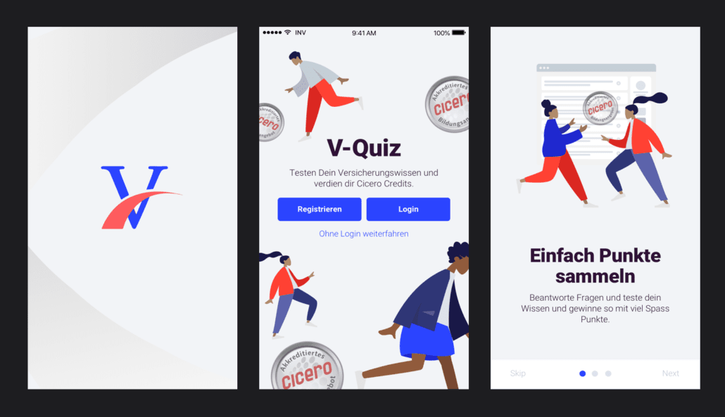 Welcome Screen V-Quiz für App